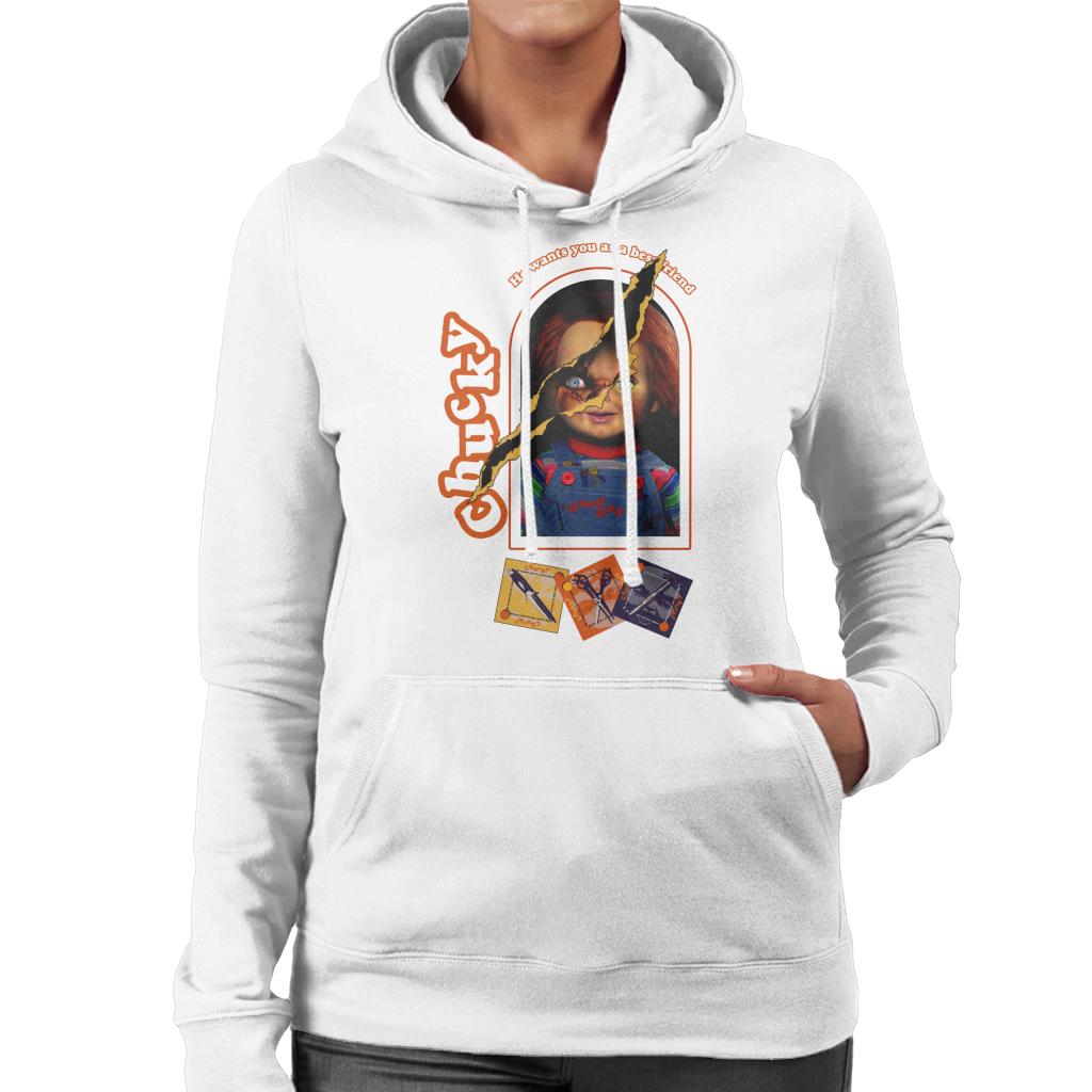 Child's Play Chucky He Wants You As A Best Friend Women's Hooded Sweatshirt-ALL + EVERY