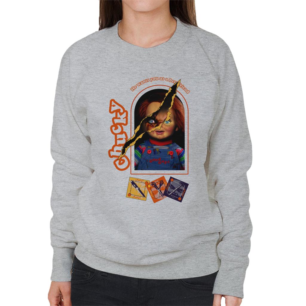 Child's Play Chucky He Wants You As A Best Friend Women's Sweatshirt-ALL + EVERY