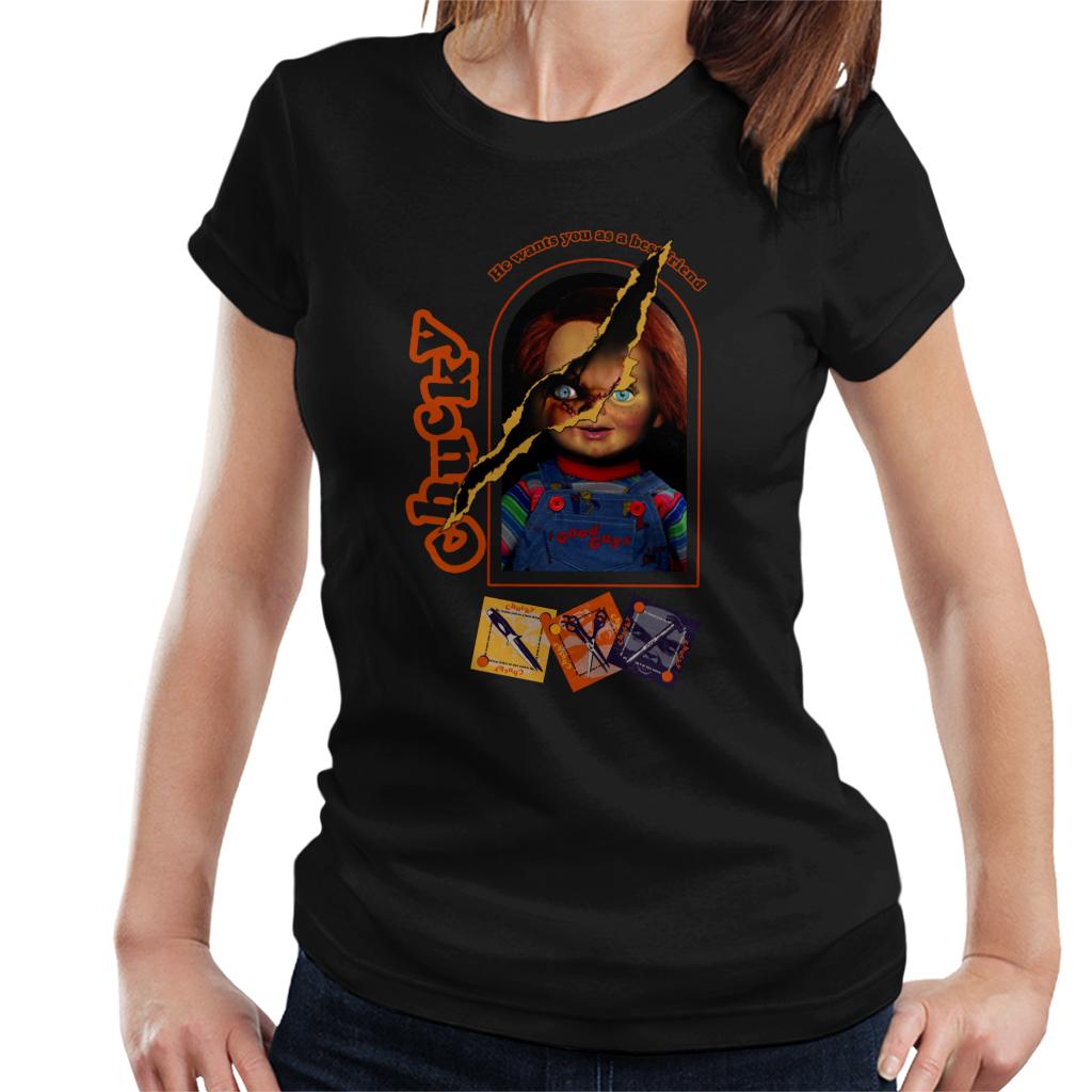 Child's Play Chucky He Wants You As A Best Friend Women's T-Shirt-ALL + EVERY