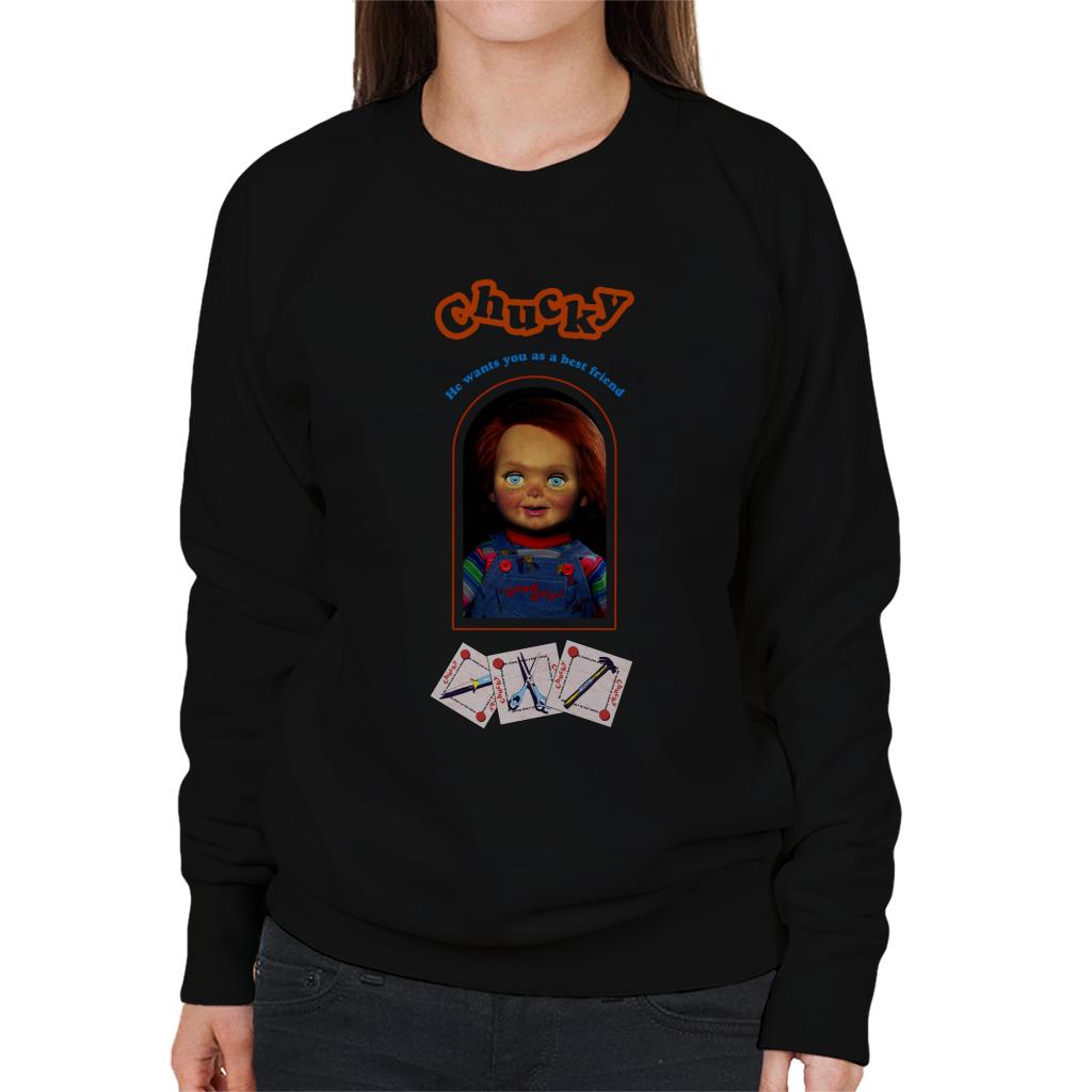 Chucky He Wants You As A Best Friend Women's Sweatshirt-ALL + EVERY