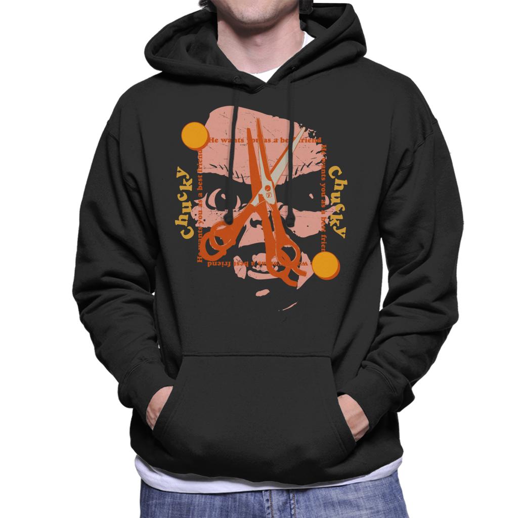 Child's Play Chucky Best Friend Scissors Face Men's Hooded Sweatshirt-ALL + EVERY