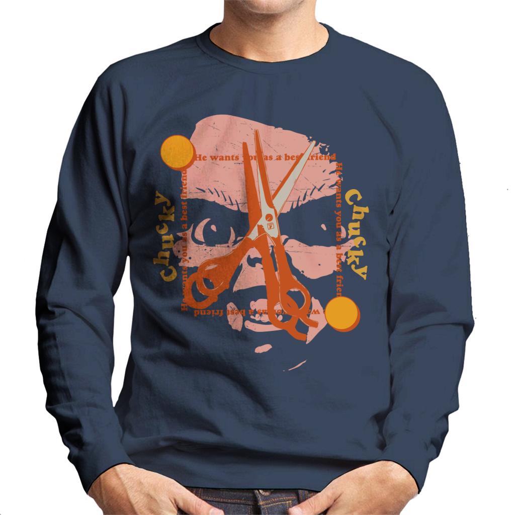 Child's Play Chucky Best Friend Scissors Face Men's Sweatshirt-ALL + EVERY