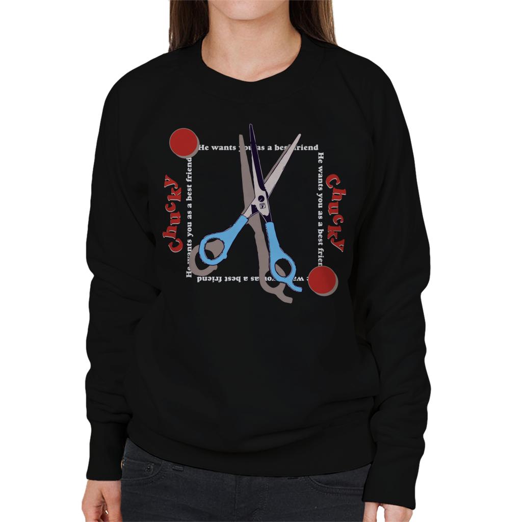 Child's Play Chucky Best Friend Scissors Women's Sweatshirt-ALL + EVERY