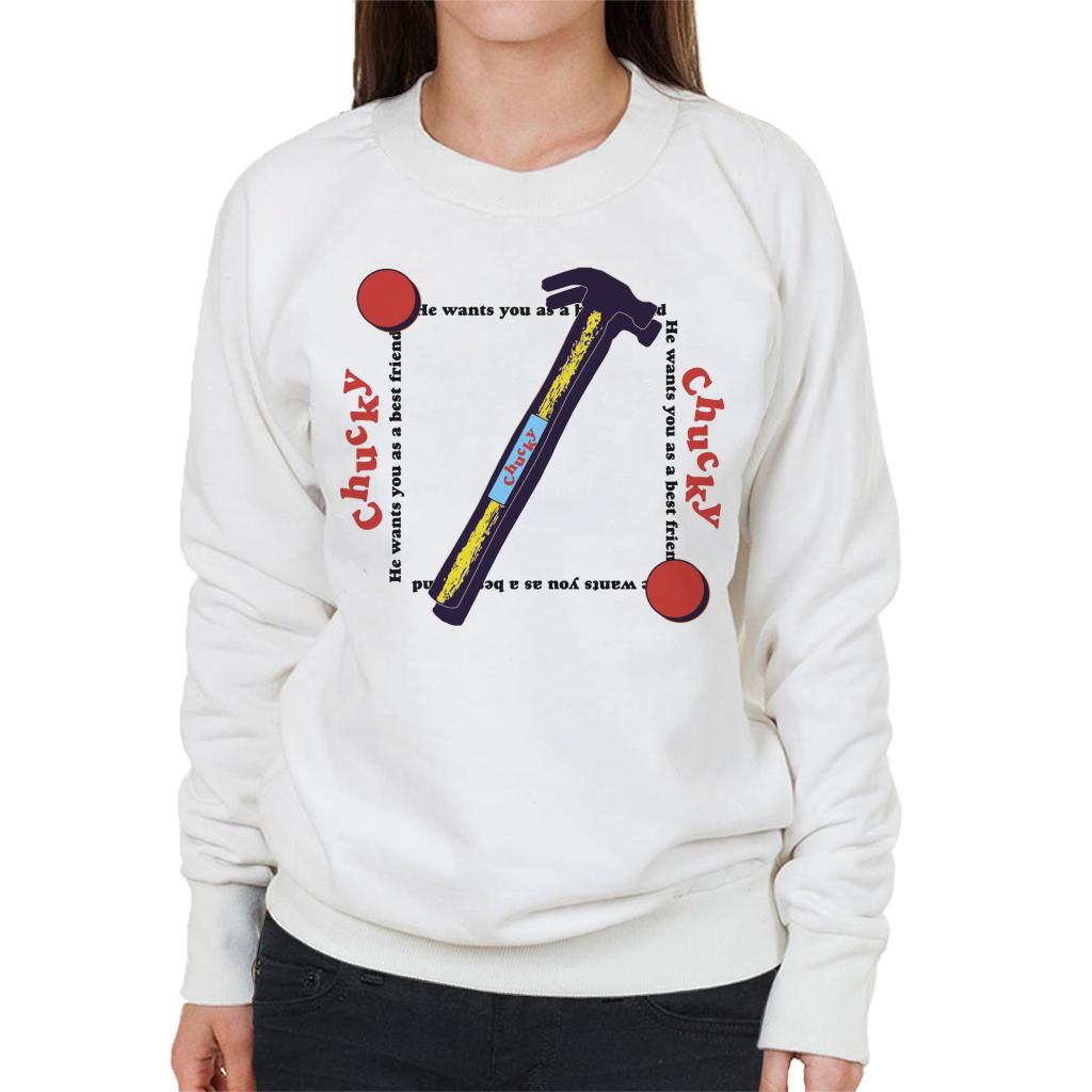 Child's Play Chucky Best Friend Hammer Women's Sweatshirt-ALL + EVERY