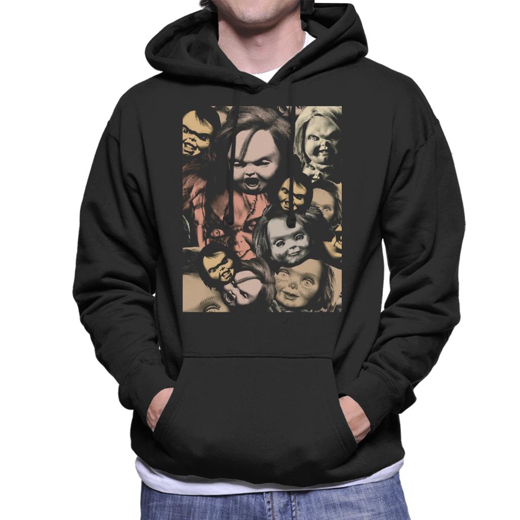 Child's Play Chucky Scary Face Montage Men's Hooded Sweatshirt-ALL + EVERY