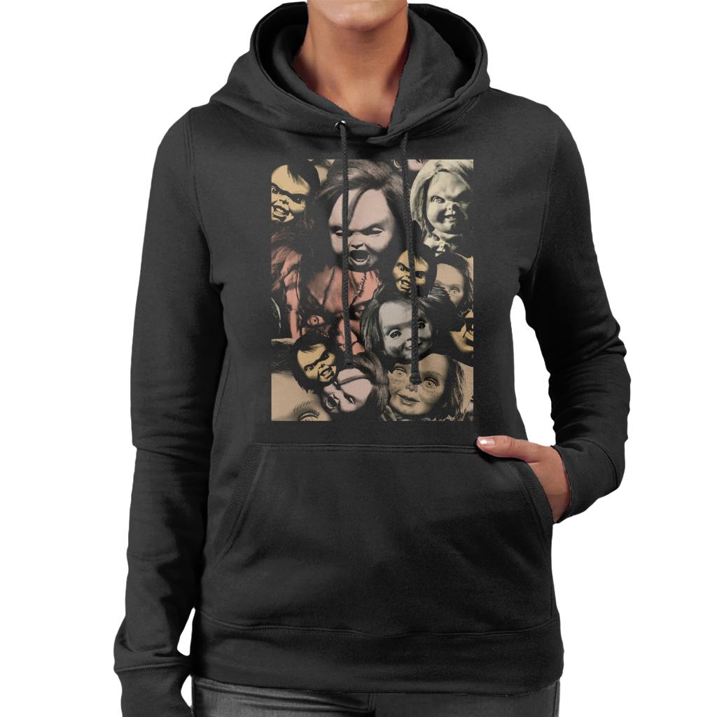 Child's Play Chucky Scary Face Montage Women's Hooded Sweatshirt-ALL + EVERY