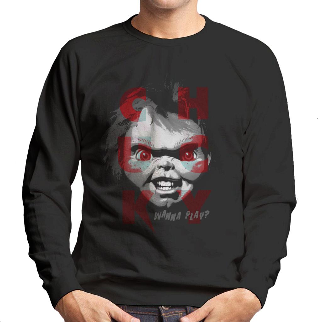 Chucky Doll Wanna Play Men's Sweatshirt-ALL + EVERY