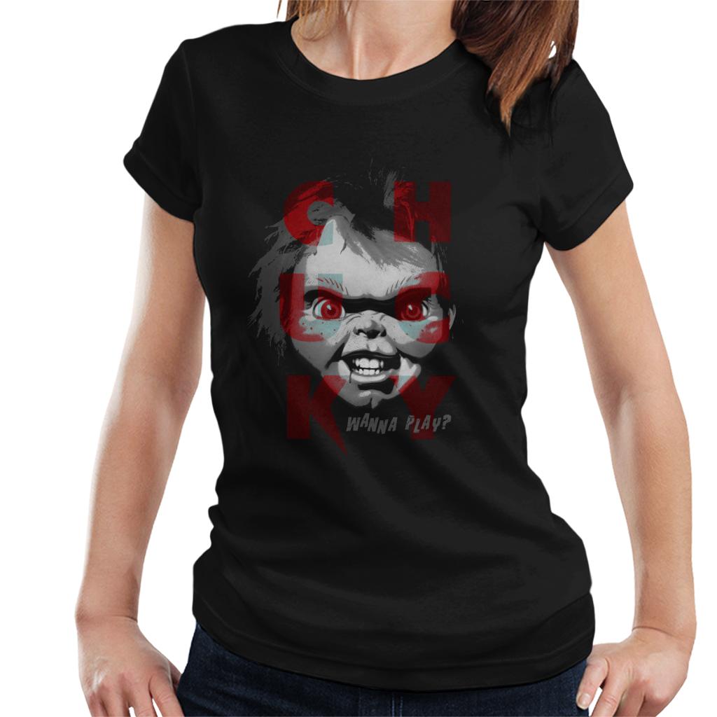 Chucky Doll Wanna Play Women's T-Shirt-ALL + EVERY