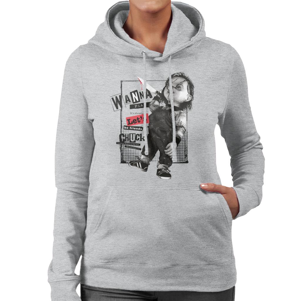 Chucky Wanna Play Its Showtime Lets Be Friends Women's Hooded Sweatshirt-ALL + EVERY