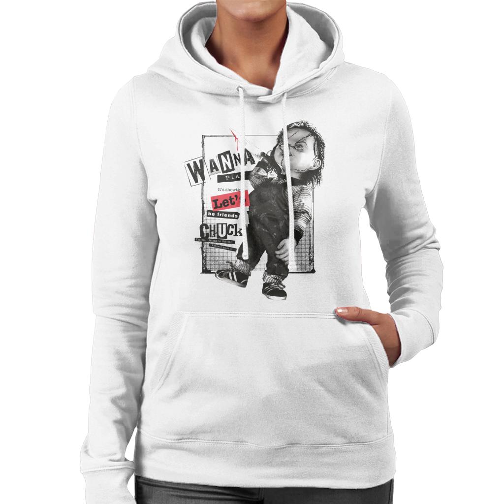 Chucky Wanna Play Its Showtime Lets Be Friends Women's Hooded Sweatshirt-ALL + EVERY