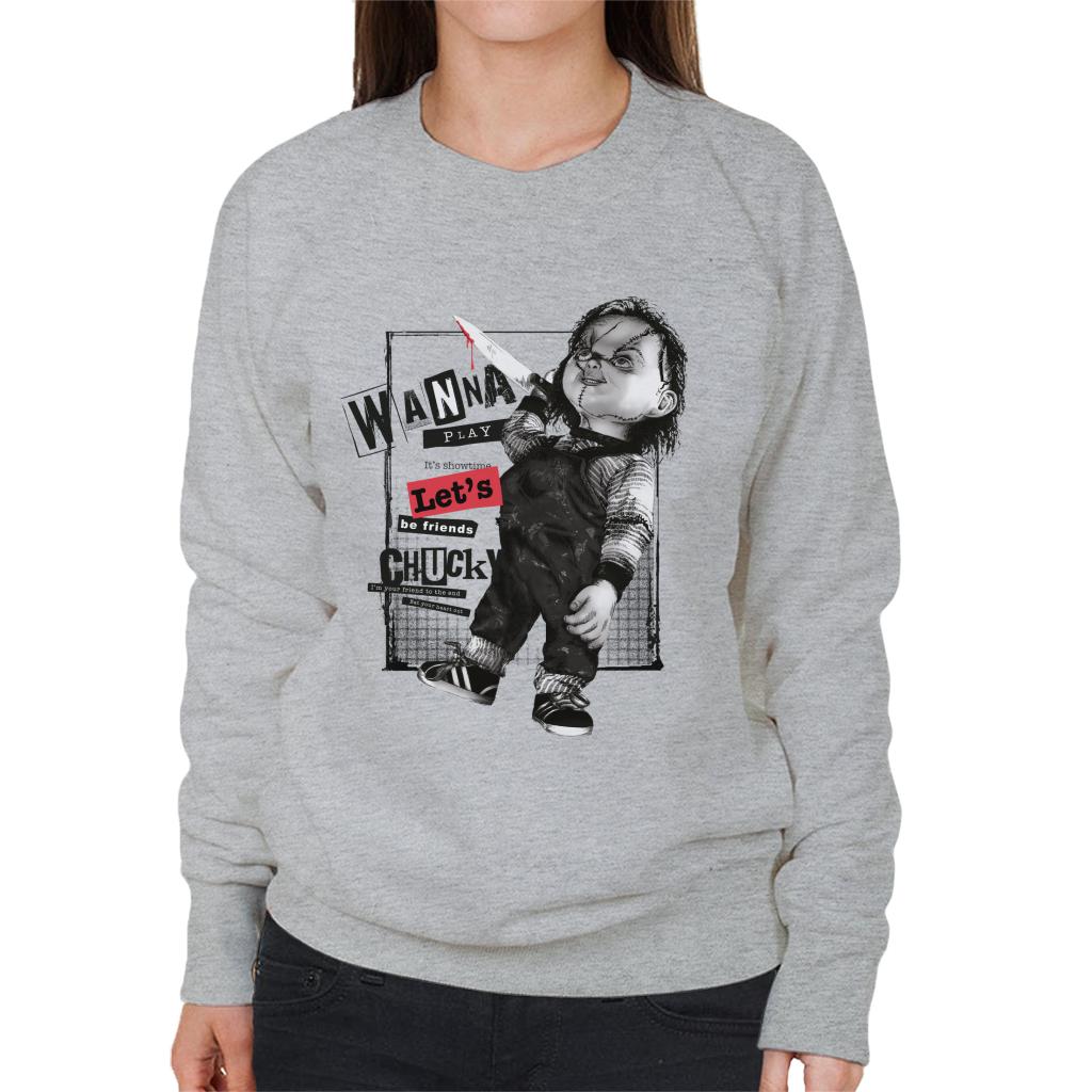 Chucky Wanna Play Its Showtime Lets Be Friends Women's Sweatshirt-ALL + EVERY