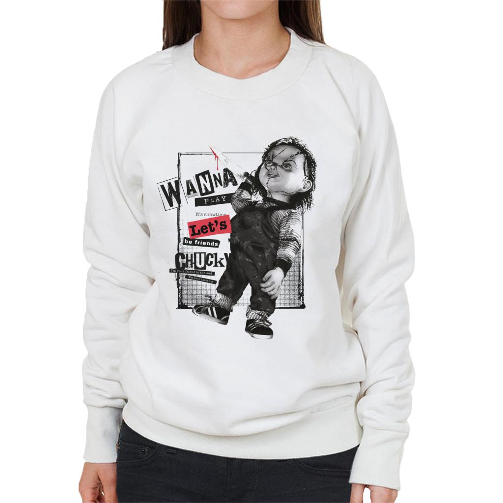 Chucky Wanna Play Its Showtime Lets Be Friends Women's Sweatshirt-ALL + EVERY