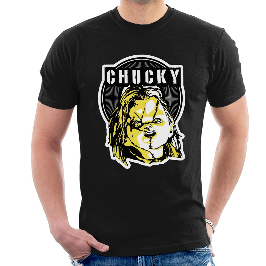 Chucky Negative Character Head Men's T-Shirt-ALL + EVERY