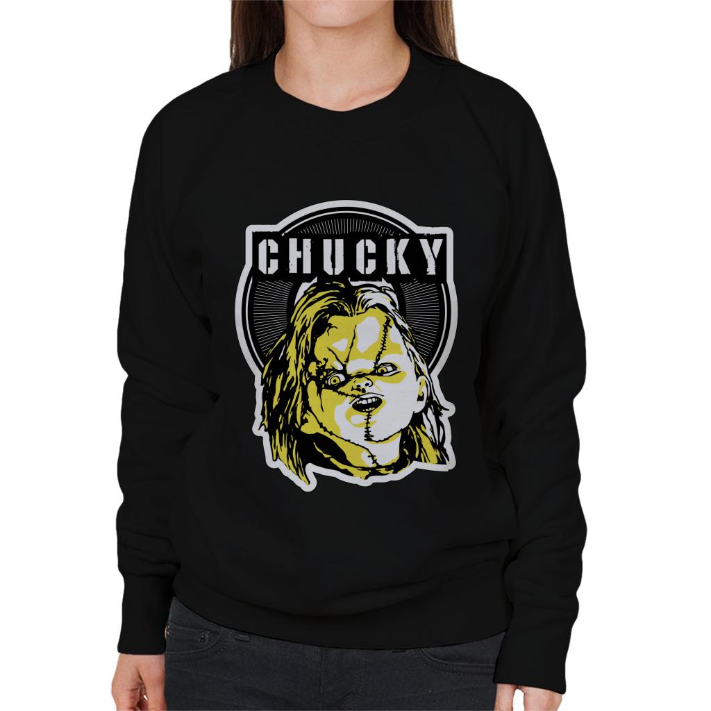 Chucky Negative Character Head Women's Sweatshirt-ALL + EVERY