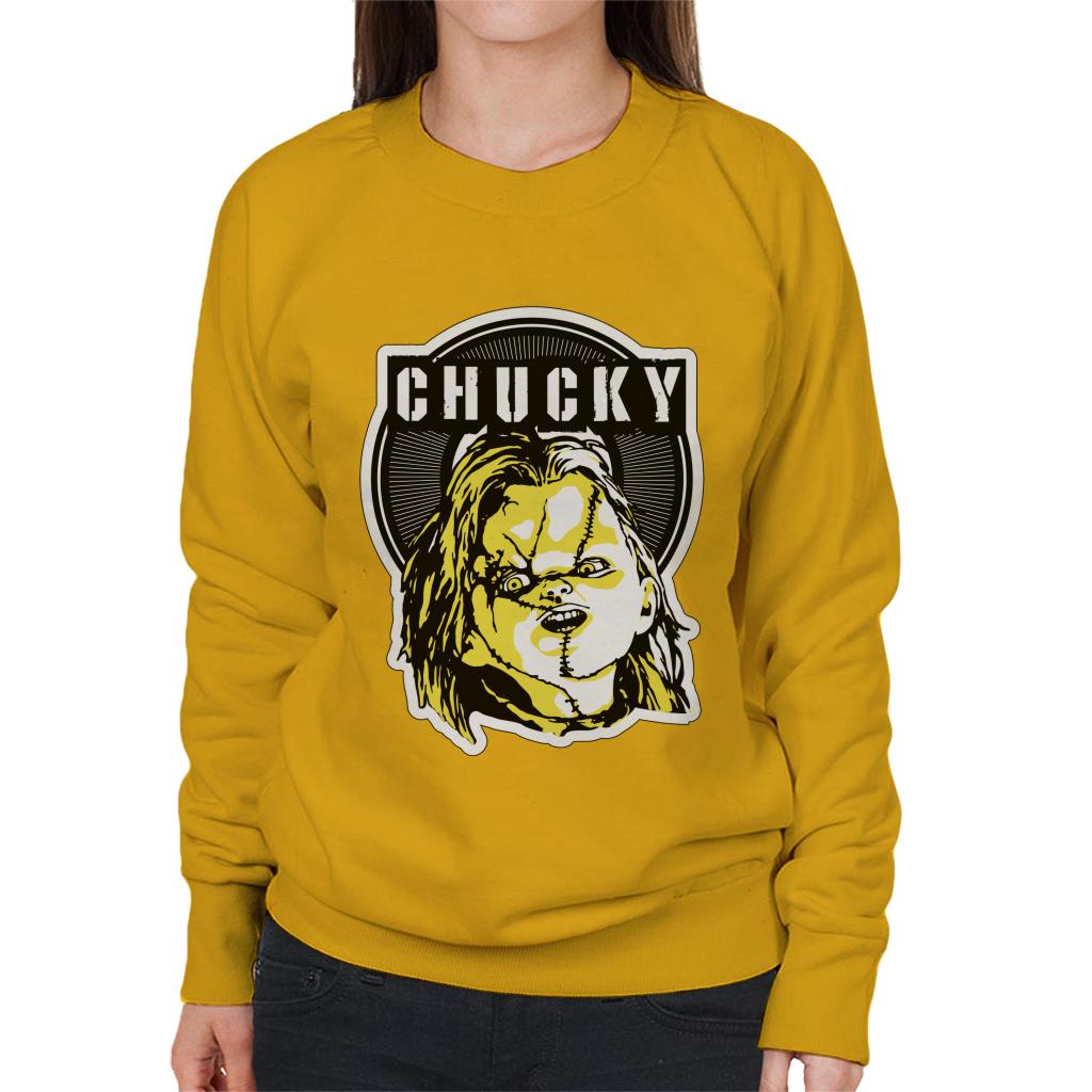 Chucky Negative Character Head Women's Sweatshirt-ALL + EVERY