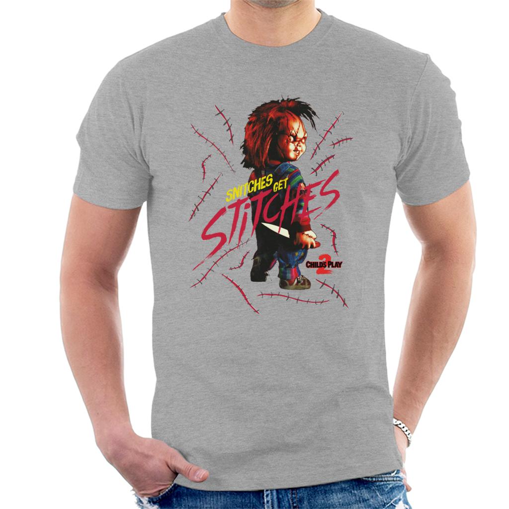 Chucky Childs Play 2 Snitches Get Stitches Men's T-Shirt-ALL + EVERY