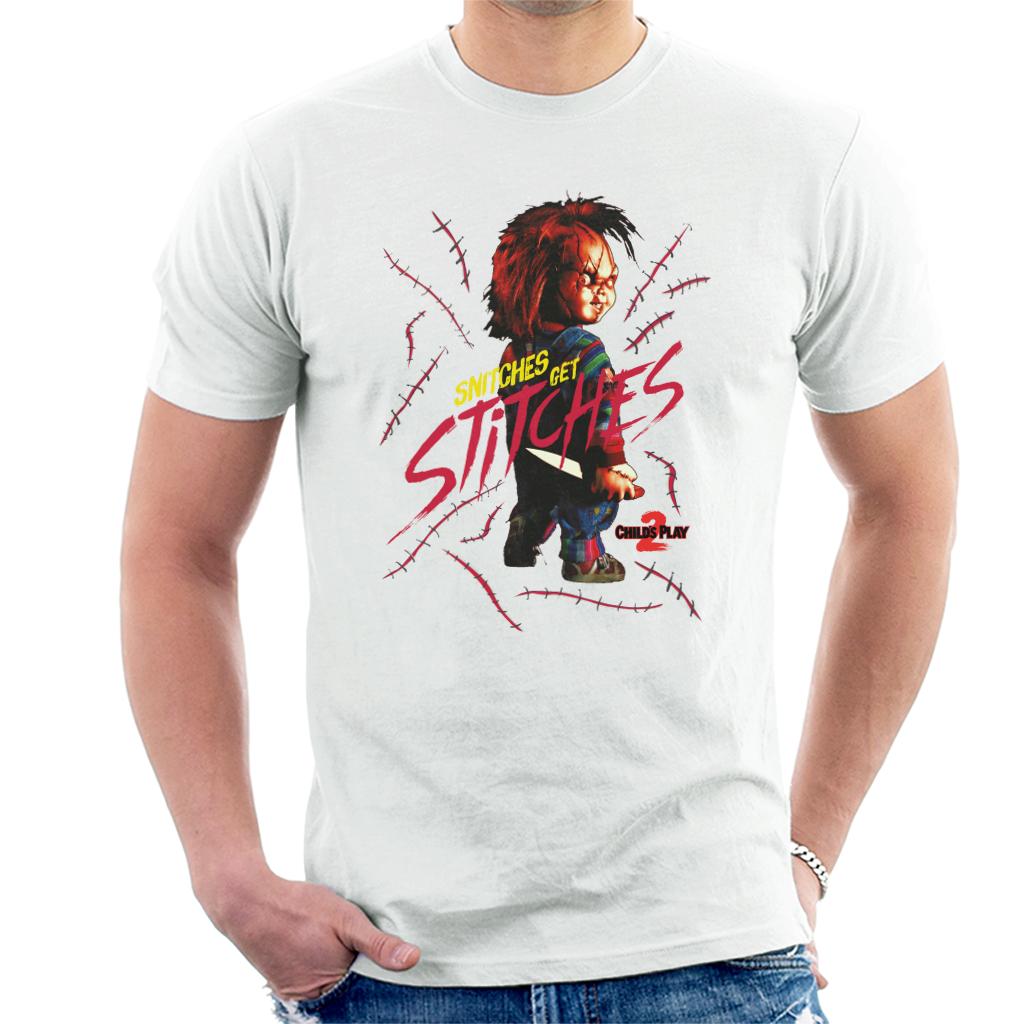 Chucky Childs Play 2 Snitches Get Stitches Men's T-Shirt-ALL + EVERY