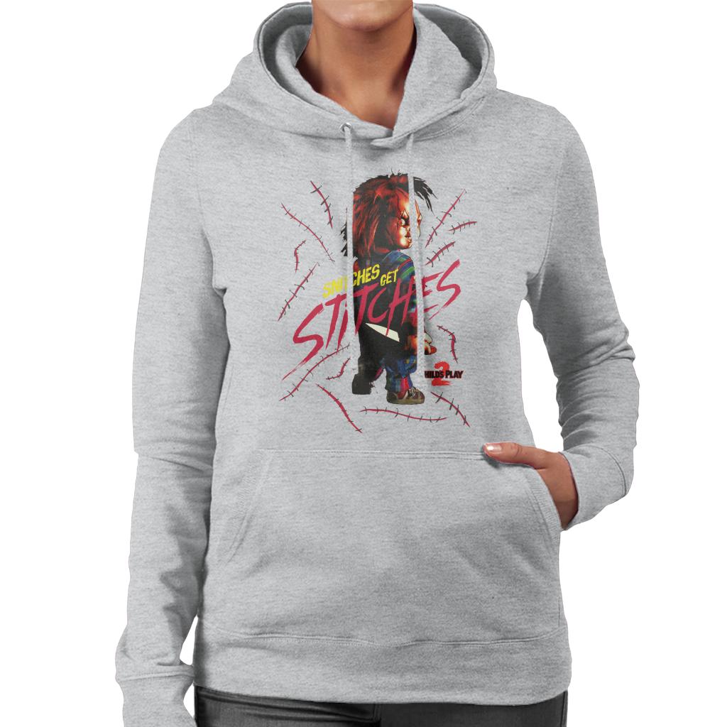 Chucky Childs Play 2 Snitches Get Stitches Women's Hooded Sweatshirt-ALL + EVERY