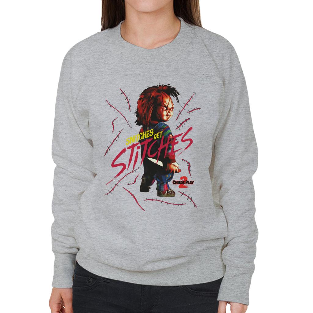 Chucky Childs Play 2 Snitches Get Stitches Women's Sweatshirt-ALL + EVERY