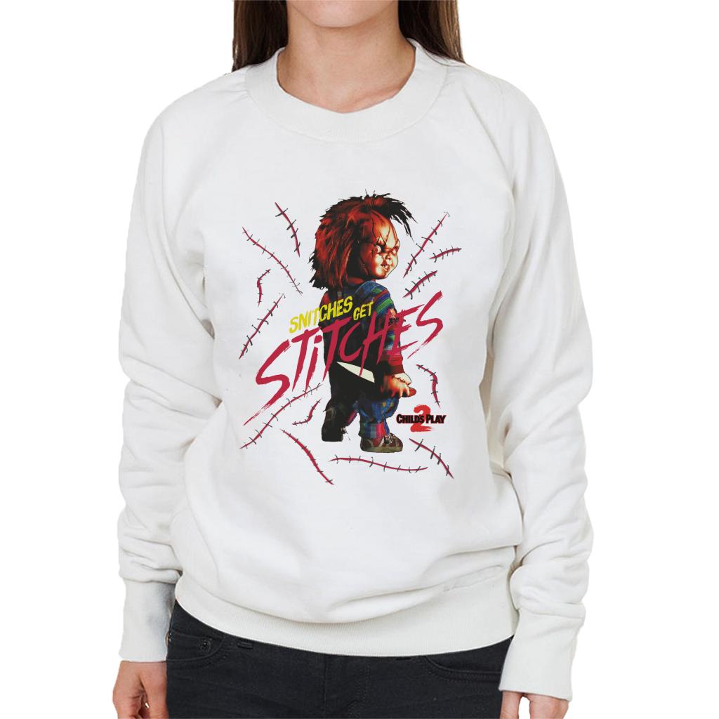 Chucky Childs Play 2 Snitches Get Stitches Women's Sweatshirt-ALL + EVERY