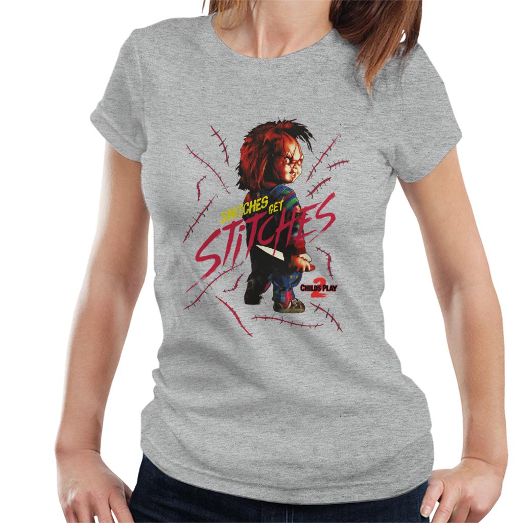 Chucky Childs Play 2 Snitches Get Stitches Women's T-Shirt-ALL + EVERY