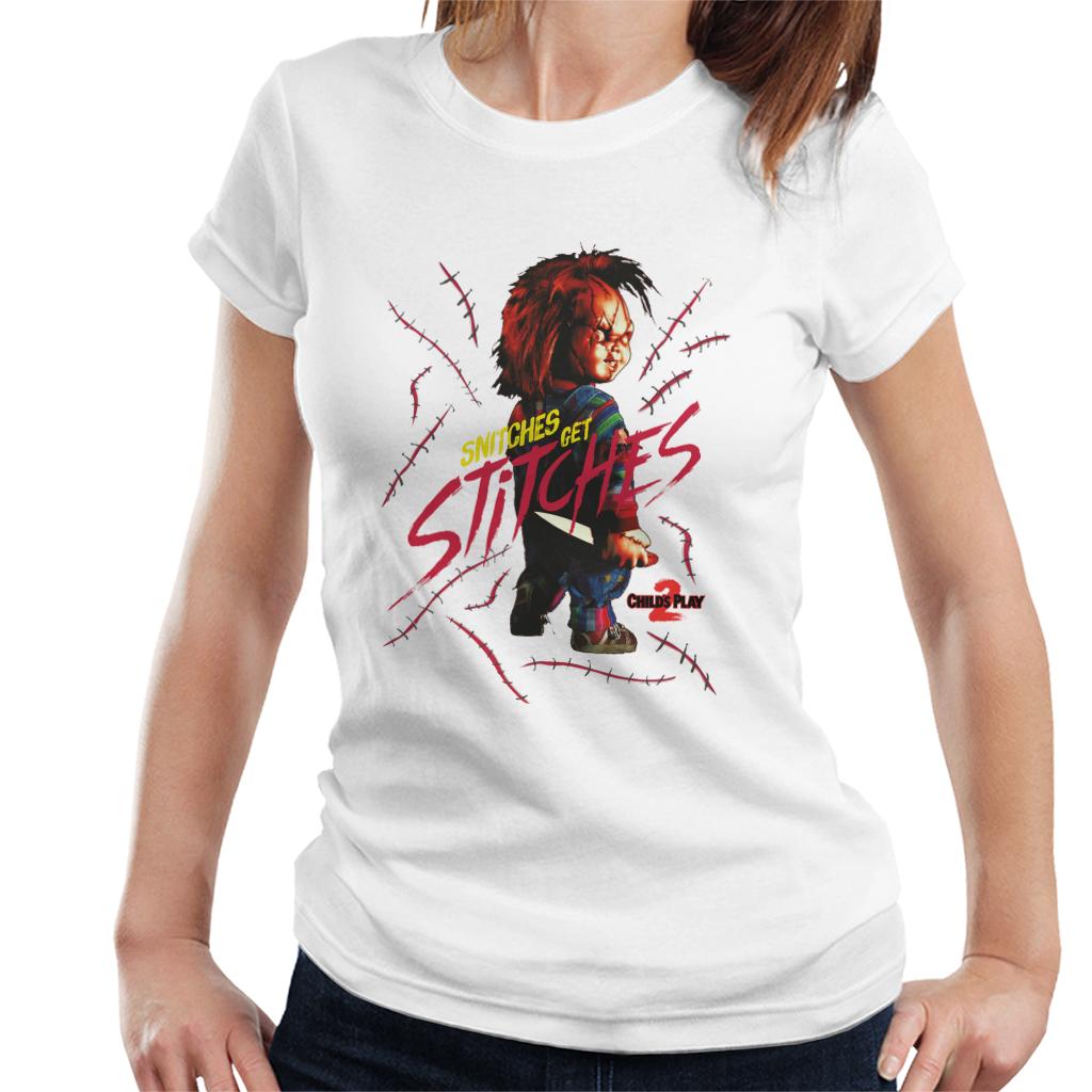 Chucky Childs Play 2 Snitches Get Stitches Women's T-Shirt-ALL + EVERY