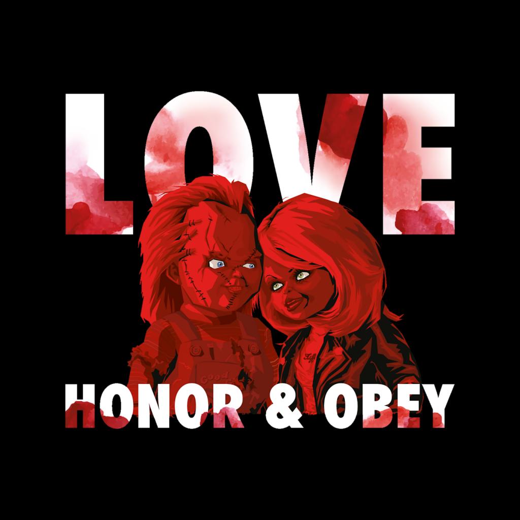 Chucky Tiffany Valentine Love Honor And Obey Women's Hooded Sweatshirt-ALL + EVERY