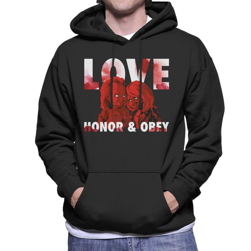 Chucky Tiffany Valentine Love Honor And Obey Men's Hooded Sweatshirt-ALL + EVERY