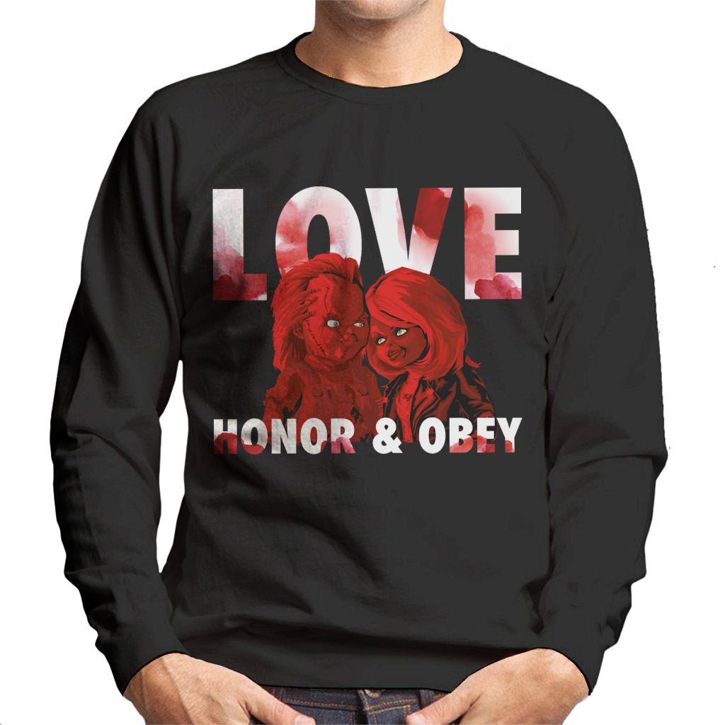 Chucky Tiffany Valentine Love Honor And Obey Men's Sweatshirt-ALL + EVERY