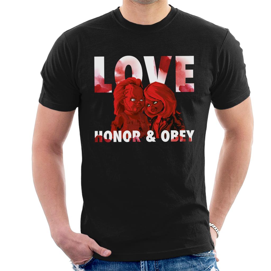 Chucky Tiffany Valentine Love Honor And Obey Men's T-Shirt-ALL + EVERY