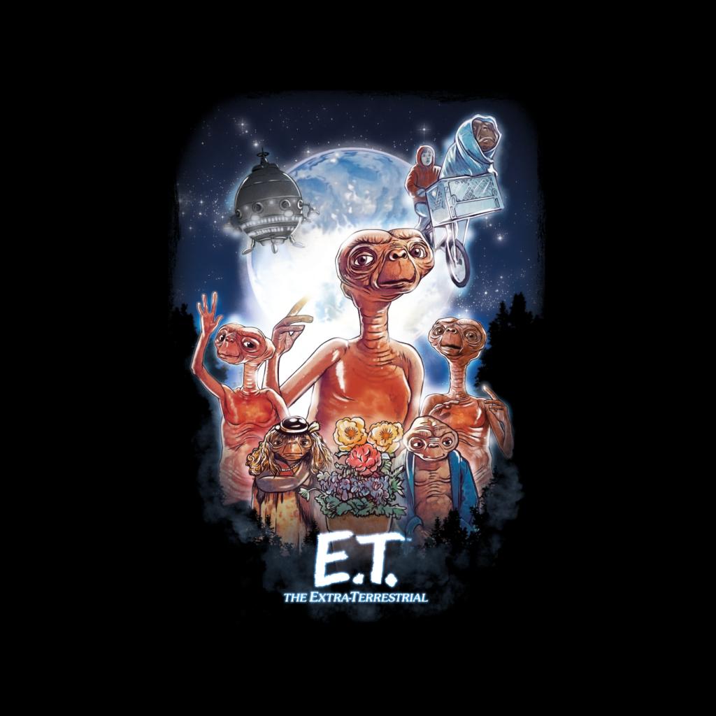 E.T. The Extra Terrestrial Cinematic Poster Montage Men's T-Shirt-ALL + EVERY