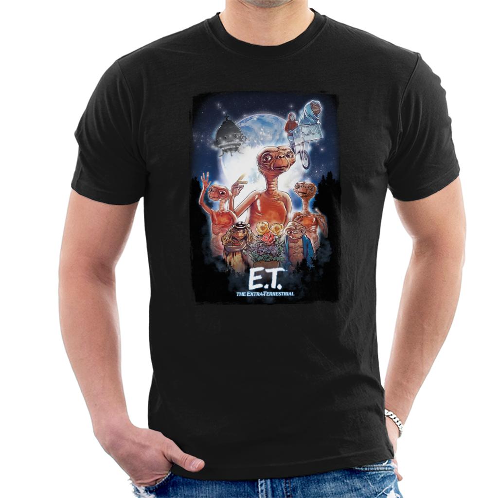 E.T. The Extra Terrestrial Cinematic Poster Montage Men's T-Shirt-ALL + EVERY