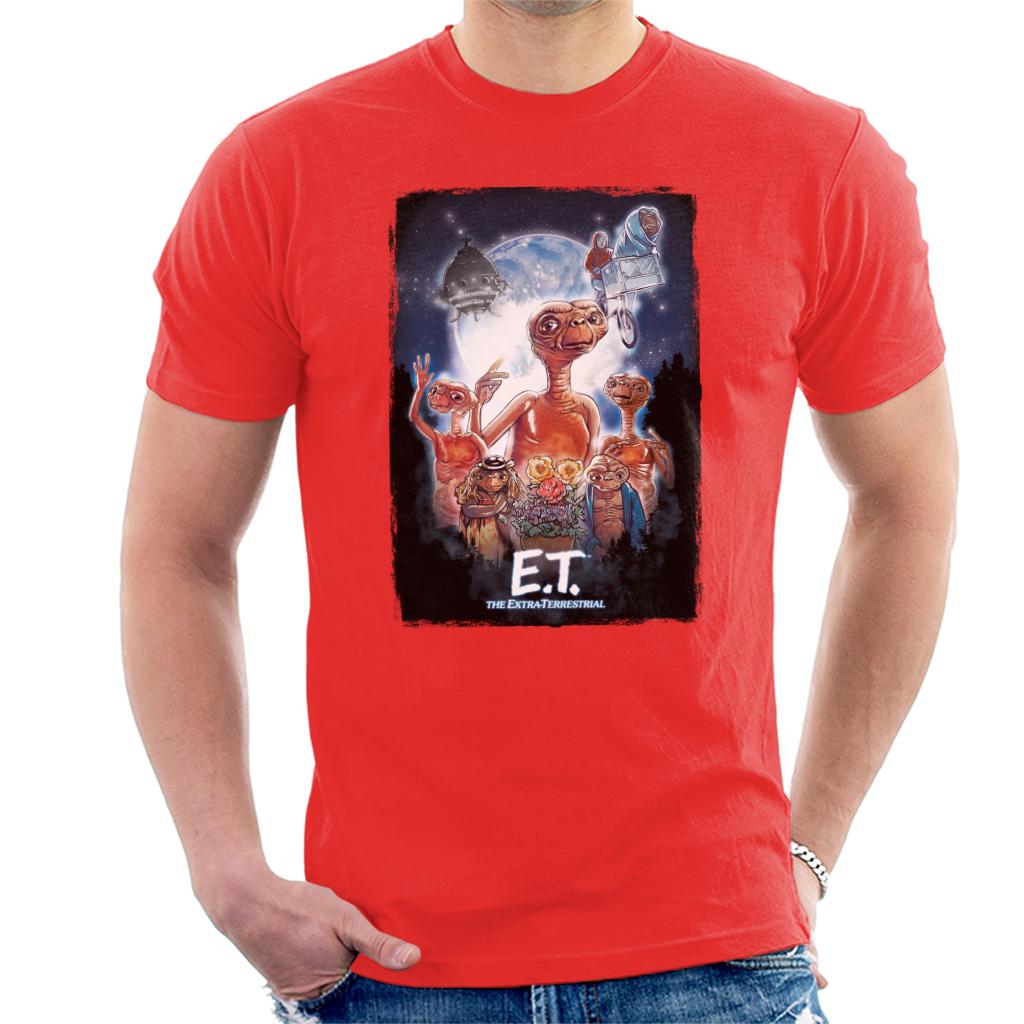 E.T. The Extra Terrestrial Cinematic Poster Montage Men's T-Shirt-ALL + EVERY