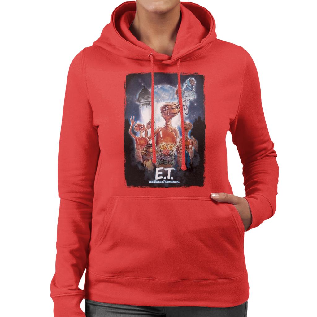 E.T. The Extra Terrestrial Cinematic Poster Montage Women's Hooded Sweatshirt-ALL + EVERY