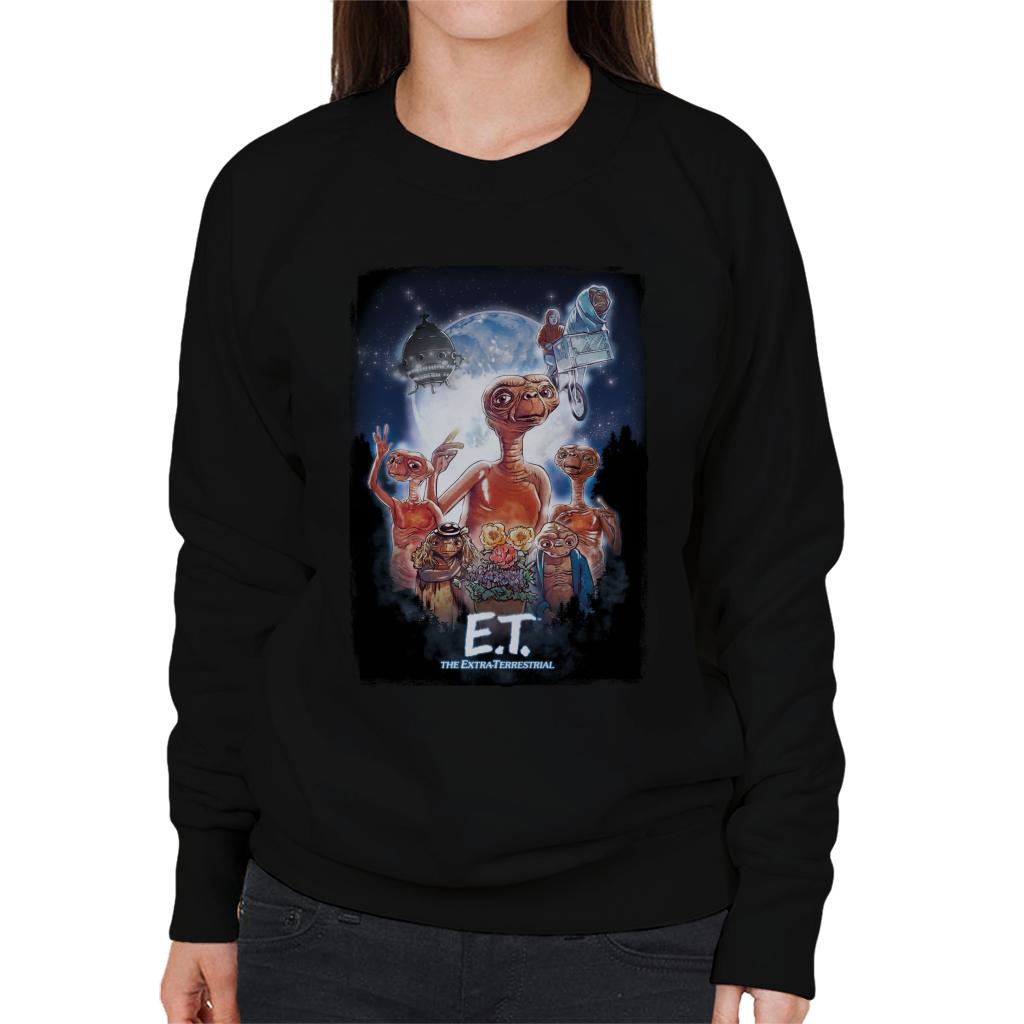 E.T. The Extra Terrestrial Cinematic Poster Montage Women's Sweatshirt-ALL + EVERY