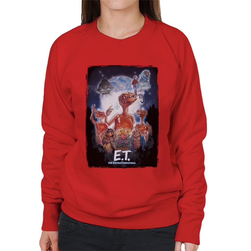 E.T. The Extra Terrestrial Cinematic Poster Montage Women's Sweatshirt-ALL + EVERY