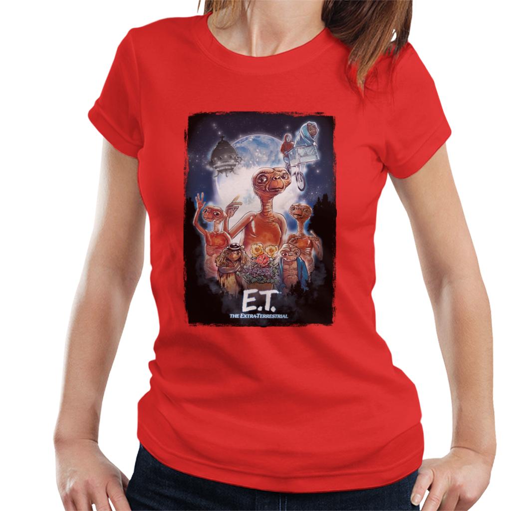 E.T. The Extra Terrestrial Cinematic Poster Montage Women's T-Shirt-ALL + EVERY