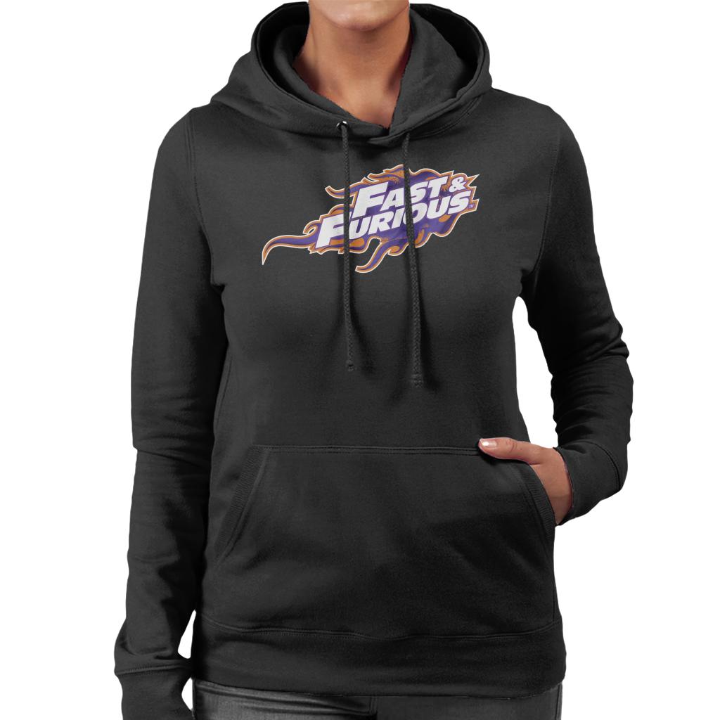 Fast and Furious Orange Purple Logo Women's Hooded Sweatshirt-ALL + EVERY