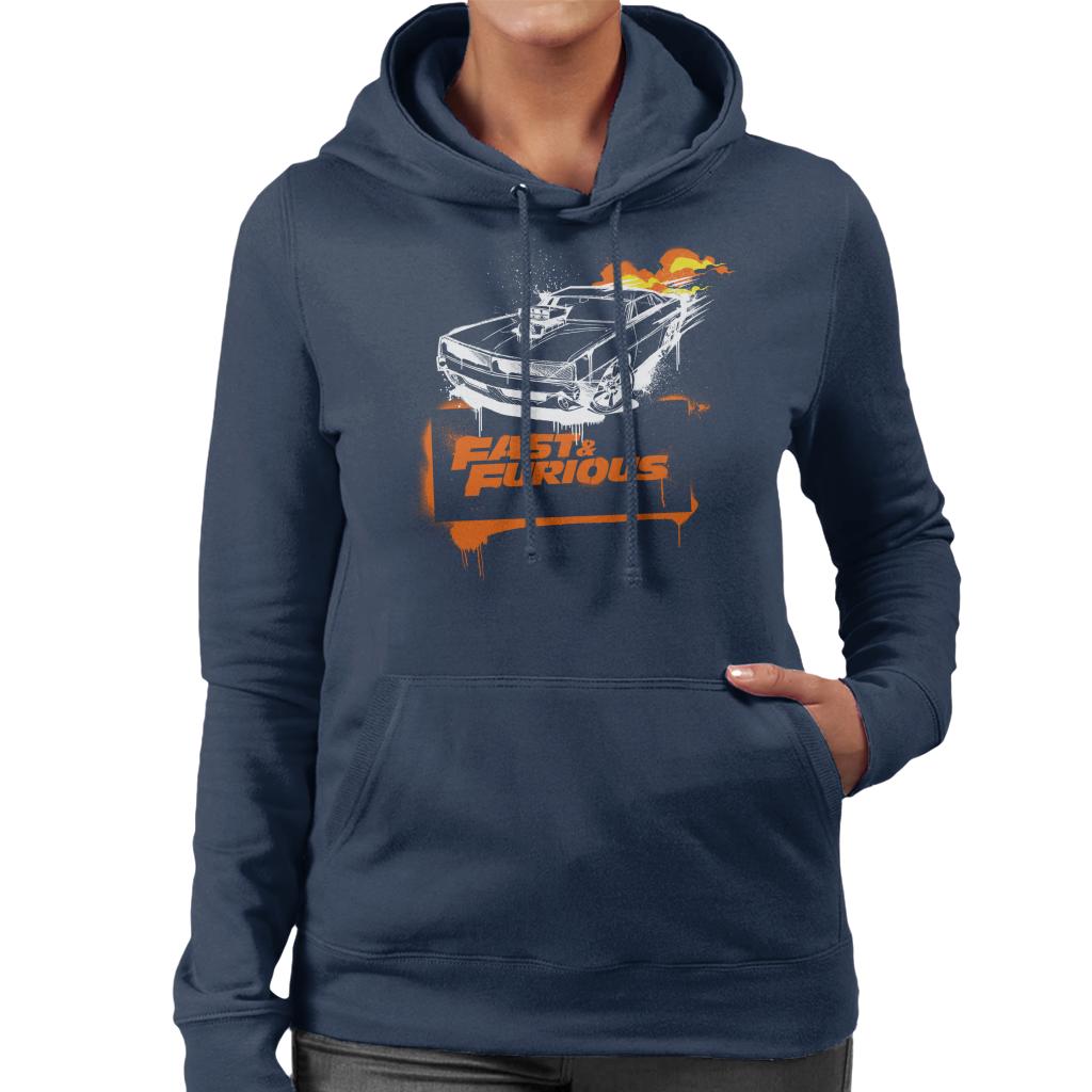 Fast and Furious Dodge Charger Flame Women's Hooded Sweatshirt-ALL + EVERY