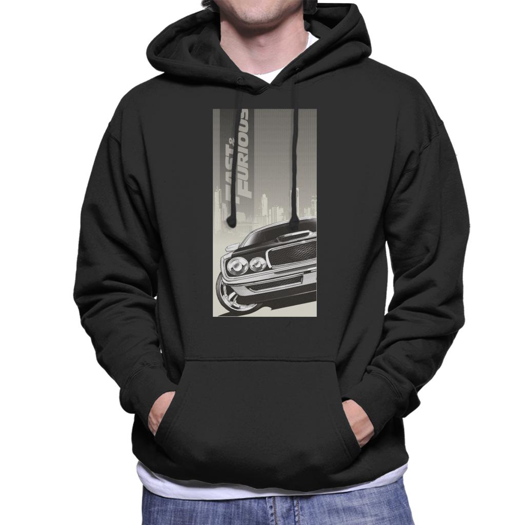 Fast and Furious Dodge Charger City Backdrop Men's Hooded Sweatshirt-ALL + EVERY