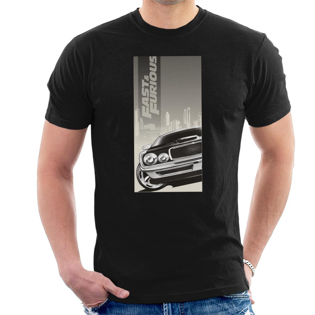 Fast and Furious Dodge Charger City Backdrop Men's T-Shirt-ALL + EVERY