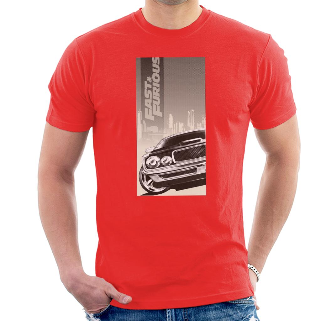 Fast and Furious Dodge Charger City Backdrop Men's T-Shirt-ALL + EVERY