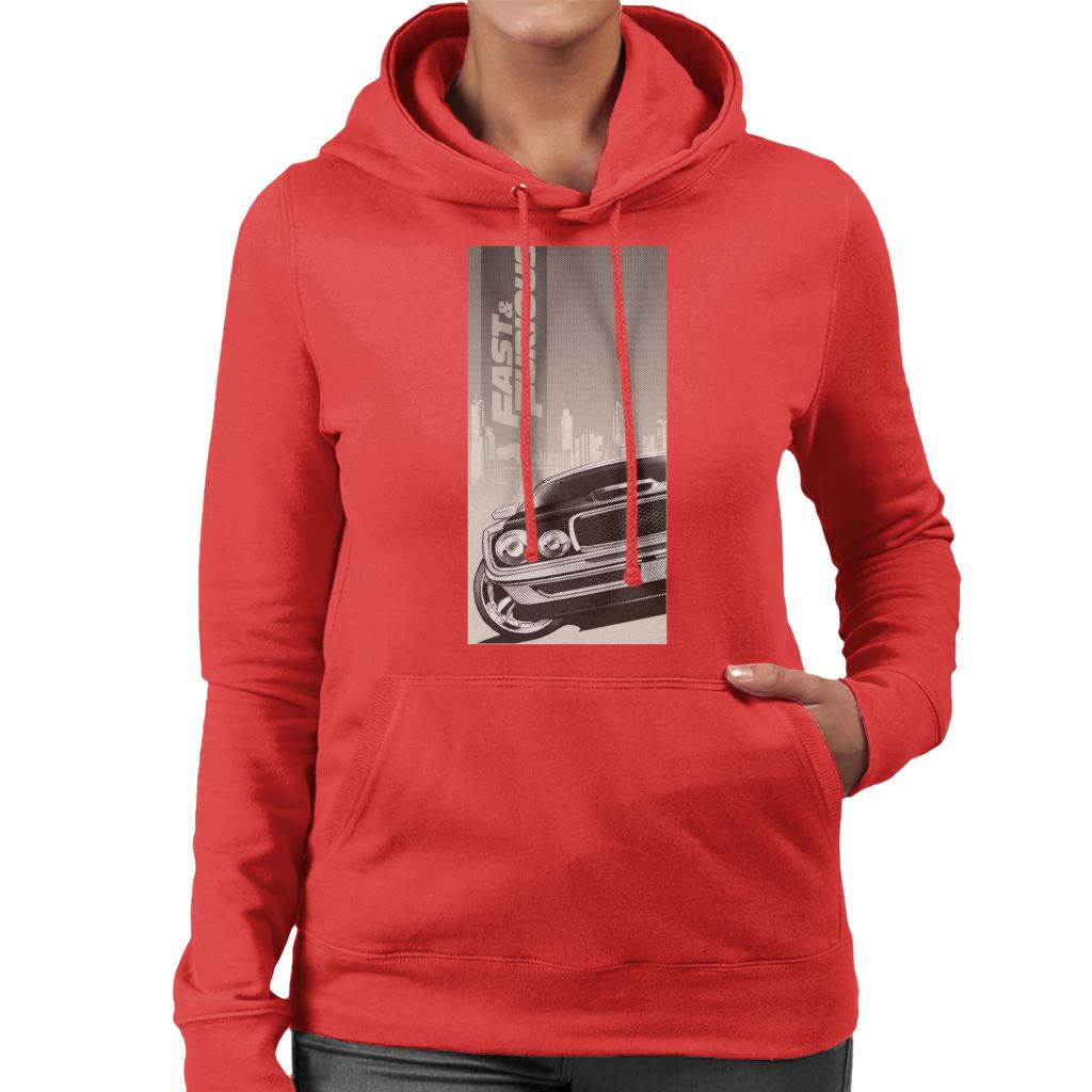 Fast and Furious Dodge Charger City Backdrop Women's Hooded Sweatshirt-ALL + EVERY