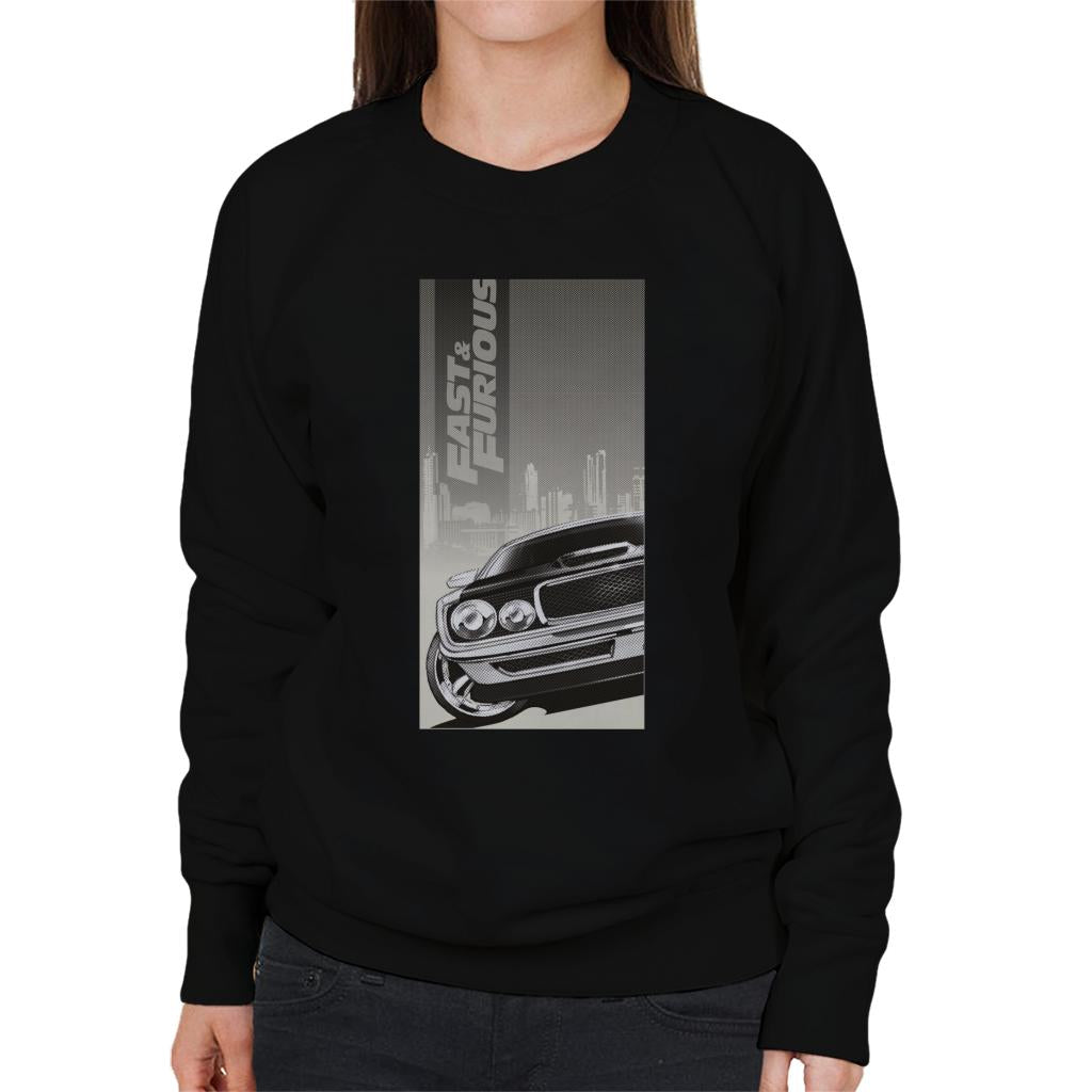 Fast and Furious Dodge Charger City Backdrop Women's Sweatshirt-ALL + EVERY