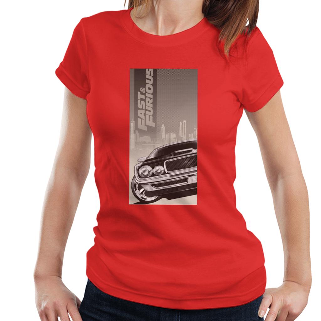 Fast and Furious Dodge Charger City Backdrop Women's T-Shirt-ALL + EVERY