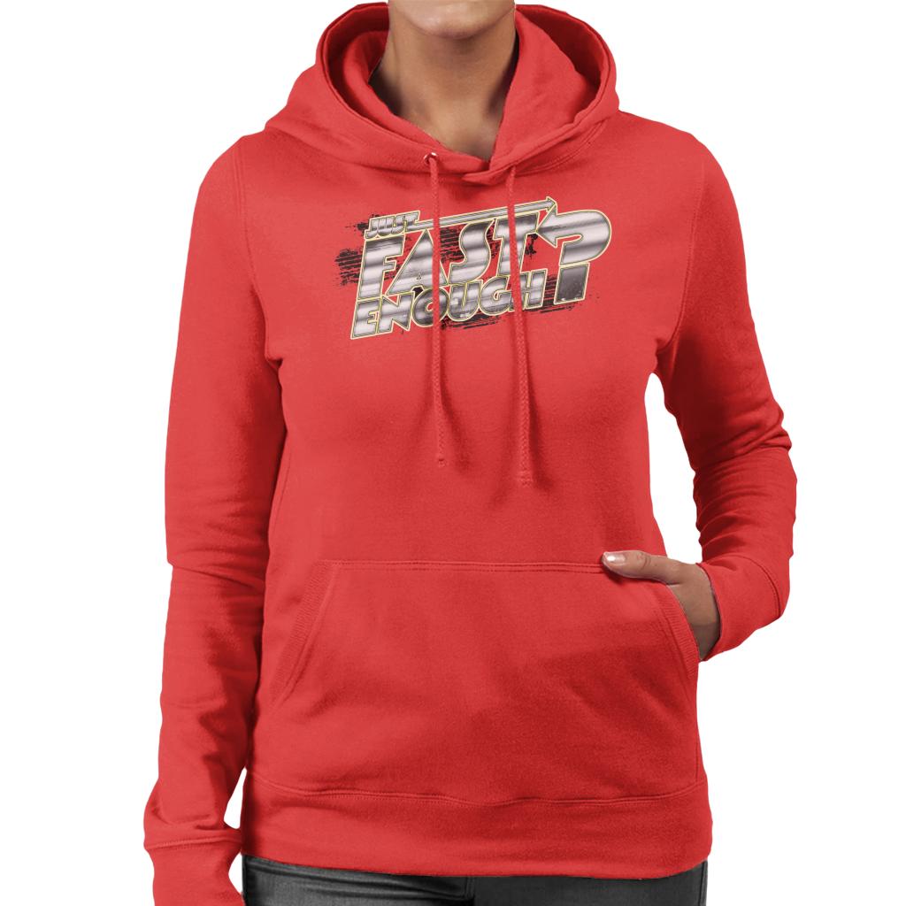 Fast and Furious Just Fast Enough Chrome Text Women's Hooded Sweatshirt-ALL + EVERY