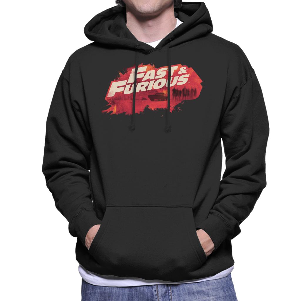 Fast and Furious Logo Character Backdrop Men's Hooded Sweatshirt-ALL + EVERY