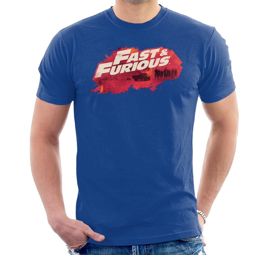 Fast and Furious Logo Character Backdrop Men's T-Shirt-ALL + EVERY