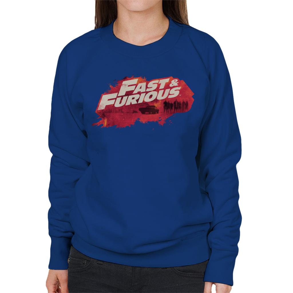 Fast and Furious Logo Character Backdrop Women's Sweatshirt-ALL + EVERY