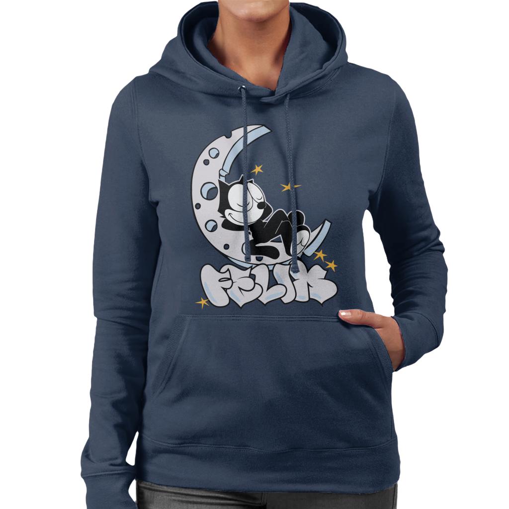 Felix The Cat Sleeping On The Moon Women's Hooded Sweatshirt-ALL + EVERY